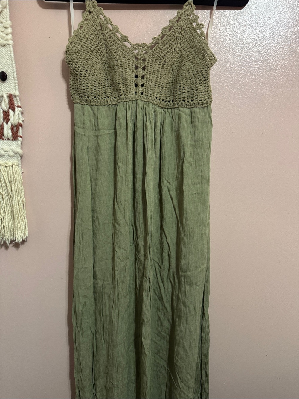 Staccato Olive Green Crochet Bust Maxi Dress